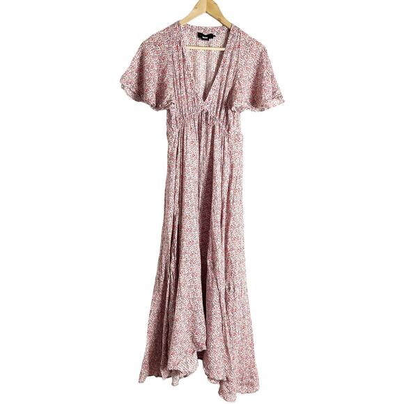 Hatch The Margarette Maternity Printed Flutter Sleeve V-Neck Maxi Dress Size S - Picture 3 of 14